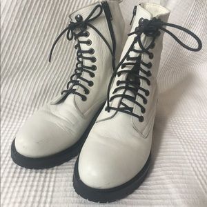 White lace up combat boots